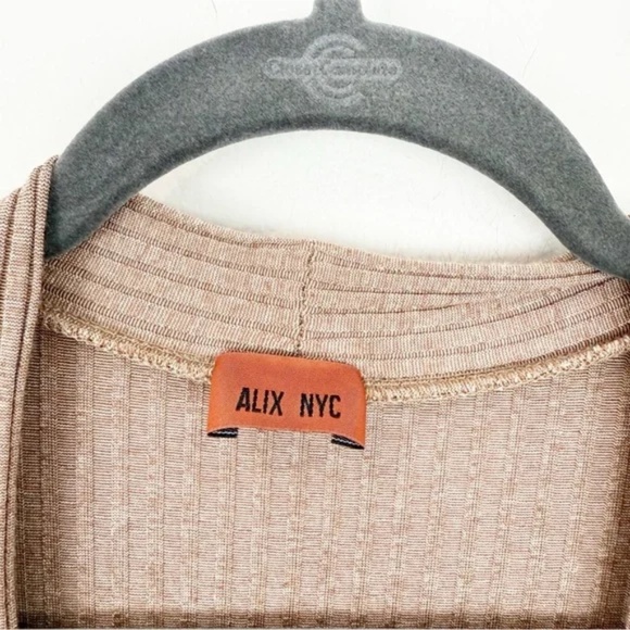 Alix NYC Inez Top In Chestnut Long Sleeve Size Medium Open Front Ribbed Revolve - Picture 4 of 8